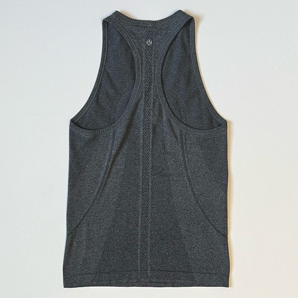 Lululemon Run Swiftly Tech Tank Top High Neck Heathered Black Gray 4 Racerback - Picture 5 of 12
